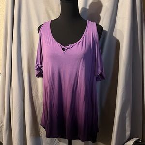 Purple cold shoulder top